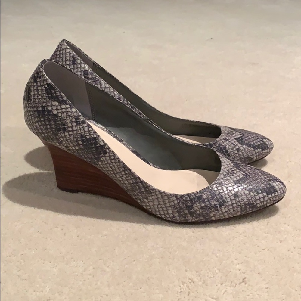 Cole Han snakeskin wedge heels